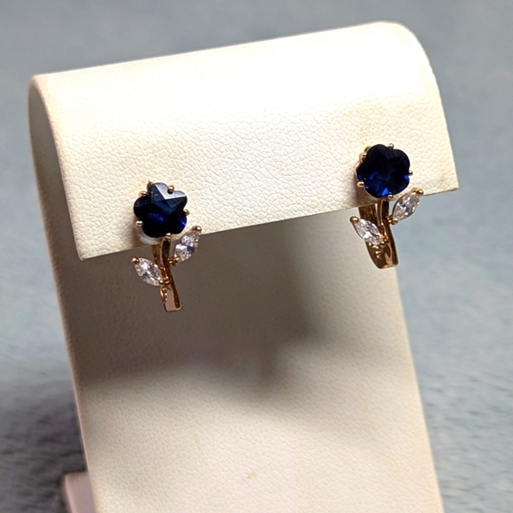 Goldtone and Rhinestone Huggie Earrings (3 Pairs) Pierced Earrings - Picture 9 of 11